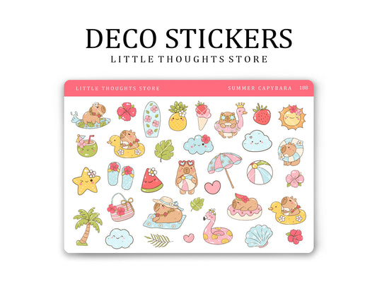 Summer Capybara Deco Stickers