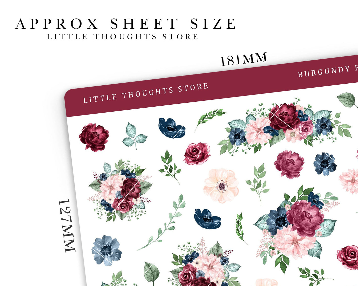 Burgundy Floral Deco Stickers