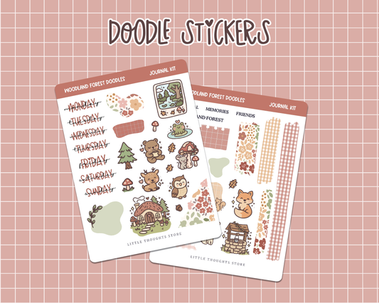 Woodland Forest Journal Kit Doodle Stickers