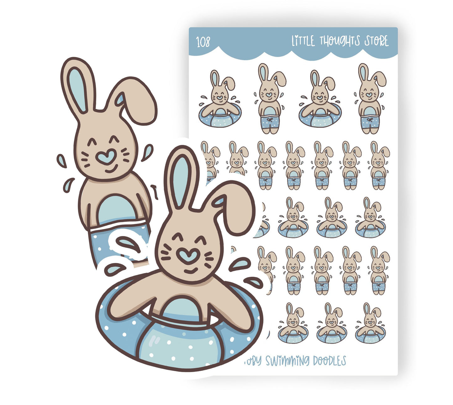 Swimming Doodle Stickers