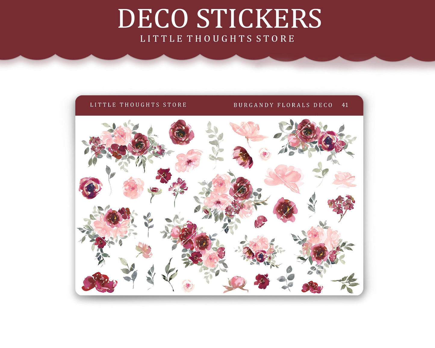 Burgundy Floral Deco Stickers