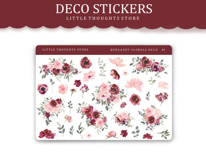 Burgundy Floral Deco Stickers