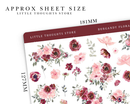 Burgundy Floral Deco Stickers
